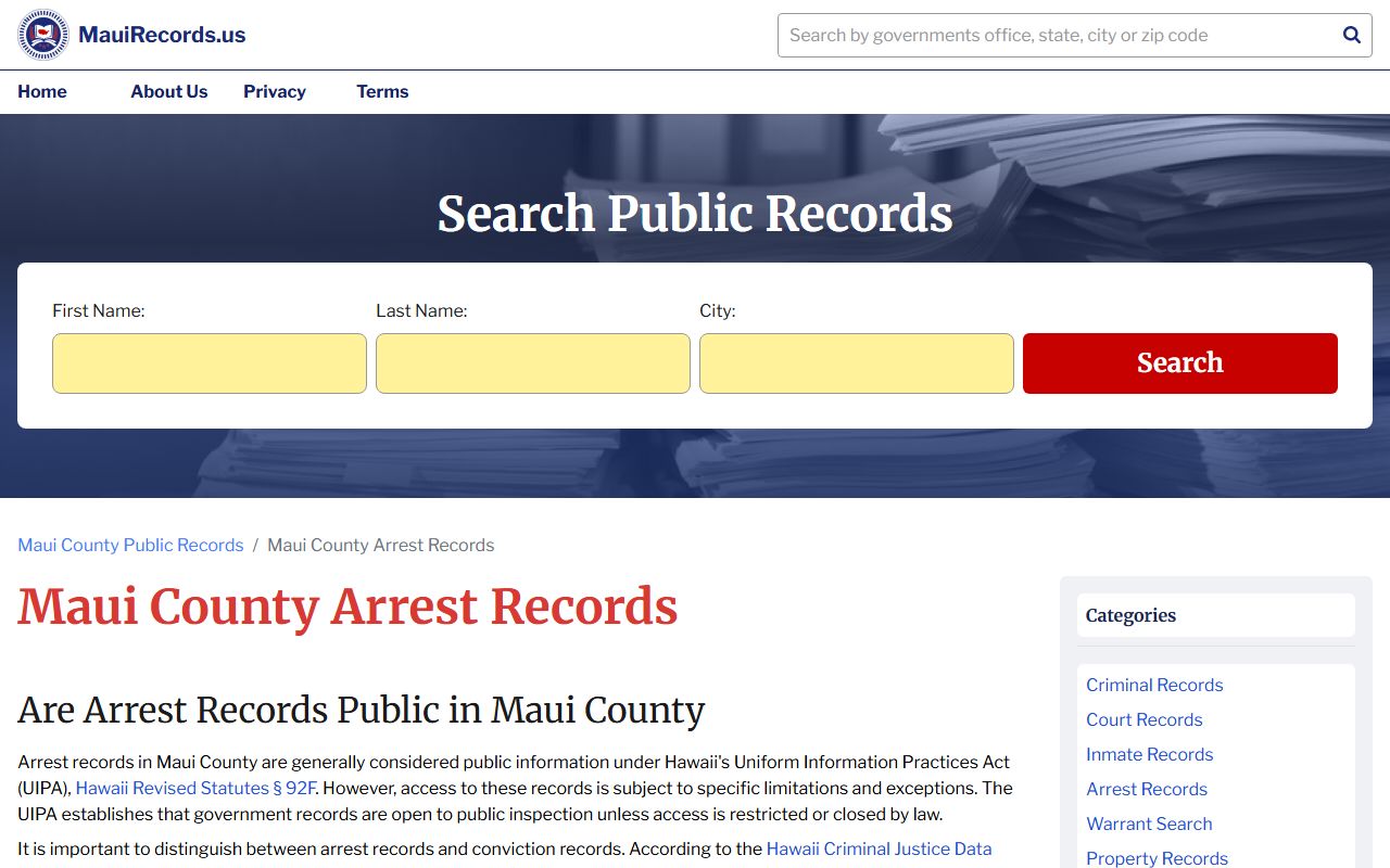 Kihei Jail Mugshots Maui County arrest records