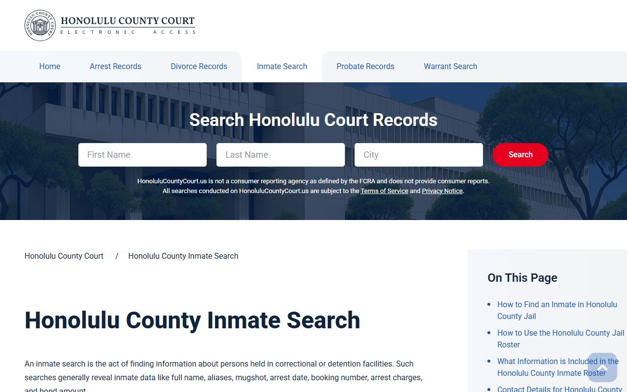 Mililani Town Jail Mugshots inmate search