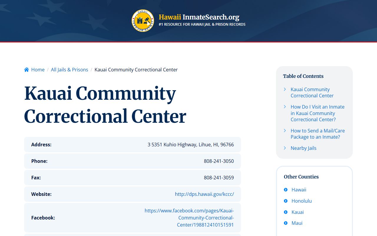 Kauai County Jail Mugshots DPS inmate search