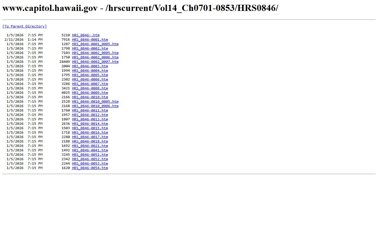 Hawaii Jail Mugshots HRS Chapter 846